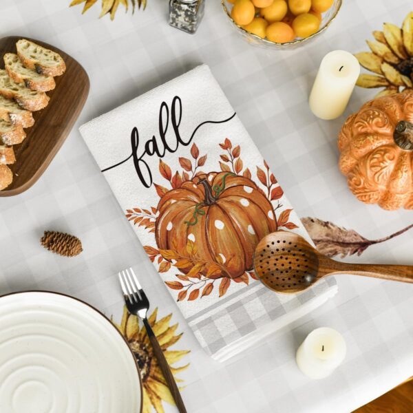 Artoid Mode Orange Pumpkin Fall Kitchen Towels Set of 4 18x26 Inch 4