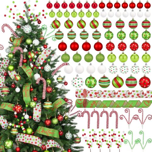 WF8442MAX_1 88 Pcs Christmas Tree Ball Ornaments Set, Red Green White