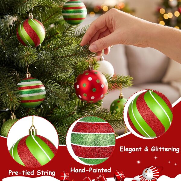 88 Pcs Christmas Tree Ball Ornaments Set, Red Green White 4