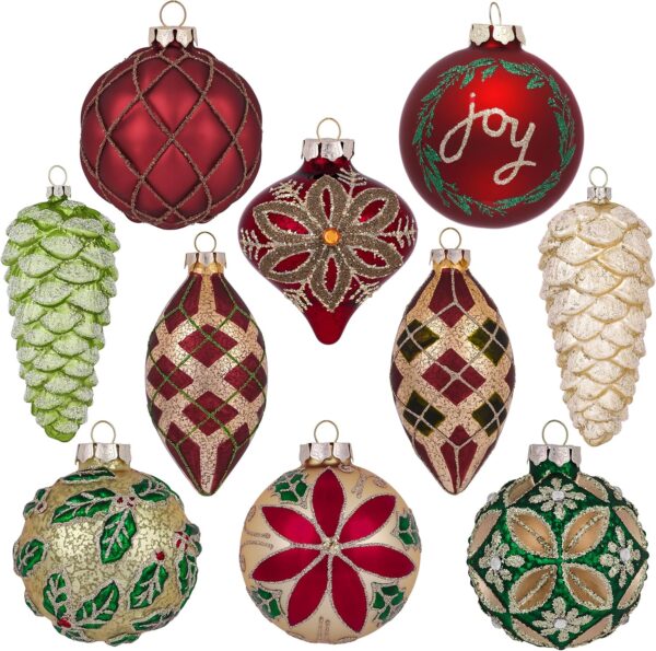Valery Madelyn 10ct Christmas Glass Ornaments Tree Decorations Set
