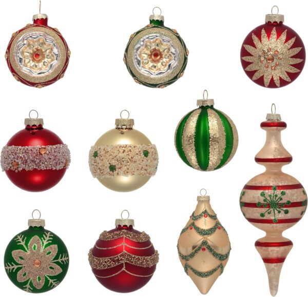WF8573MAX_1 Valery Madelyn 10ct Glass Christmas Ornaments Set Tree Decorations