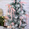 24 Pcs Light Pink Velvet Christmas Tree Bow, 5x7",3/8"w