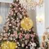 24 Pcs Light Pink Velvet Christmas Tree Bow, 5x7",3/8"w