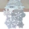 Grelucgo Machine Embroidered and Hand Cut Silver Grey and White Snowflakes Table Runner for Christmas Holiday (13.5 x 54 inches)