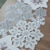 Grelucgo Machine Embroidered and Hand Cut Silver Grey and White Snowflakes Table Runner for Christmas Holiday (13.5 x 54 inches)