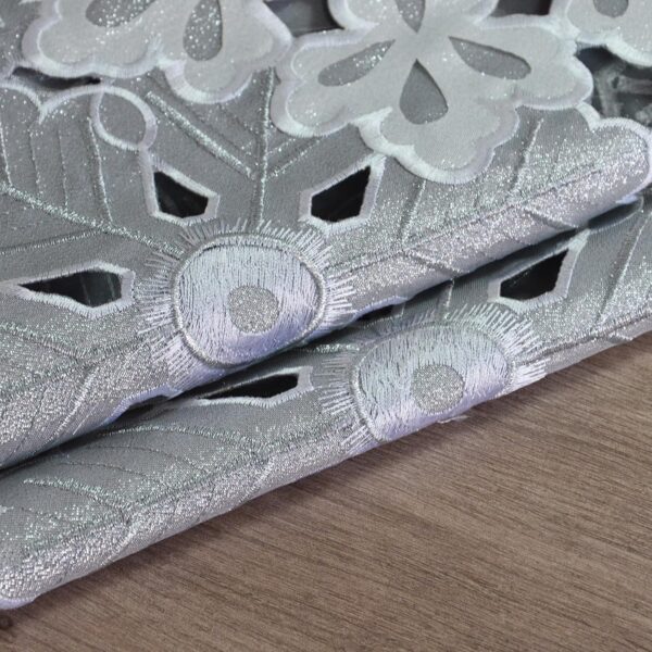 Grelucgo Machine Embroidered and Hand Cut Silver Grey and White Snowflakes Table Runner for Christmas Holiday (13.5 x 54 inches)