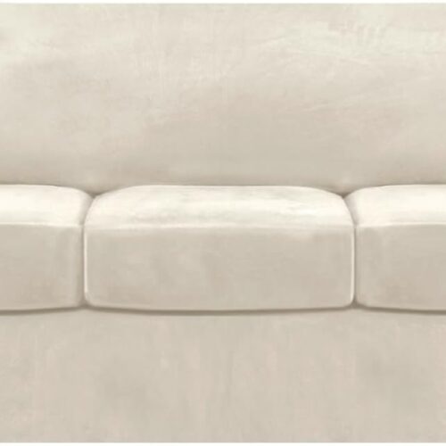 FantasDecor 4 Piece Sofa Velvet Couch Covers for 3 Cushion Stretch Slipcover with Individual Seat Cushion Elastic Furniture Protector for Pets, Machine Washable (Sofa, Ivory)