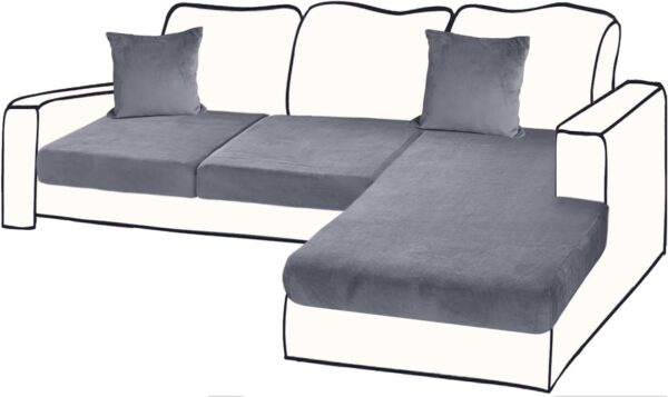 BT.WA Sectional Couch Covers for 3-Piece Seat Cushion Velvet Separate L Shape Couch Cover Stretch Sofa Slipcover with 2 Pieces Pillowcases Furniture Protector (Sofa 2 Seater + 1 Chaise, Dark Grey) 1